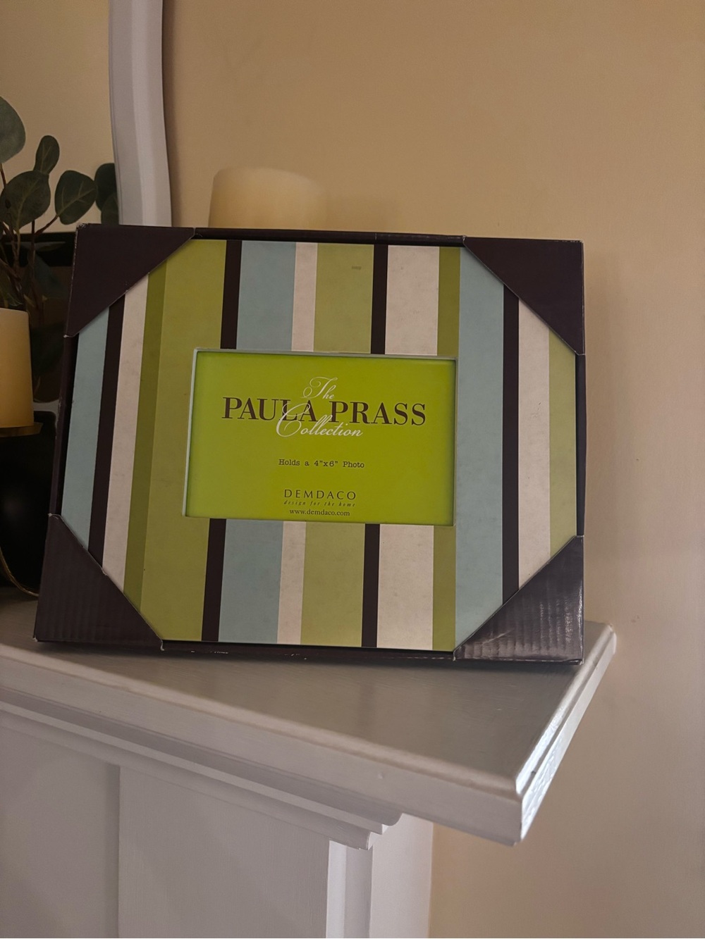 Demdaco Striped Picture Frame in Green, Blue & White